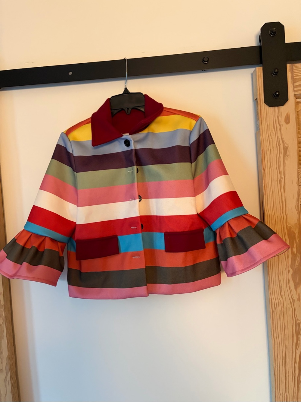 Ladies Multicolor Striped Bell-Sleeve Jacket